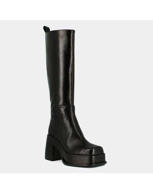 Bottes en Cuir Bermudes noires - Talon 9 cm