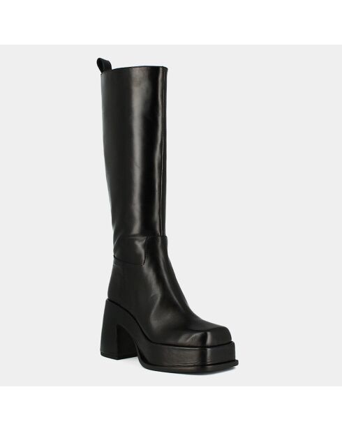 Bottes en Cuir Bermudes noires - Talon 9 cm