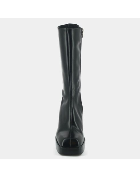 Bottes en Cuir Boulier noires - Talon 8.5 cm