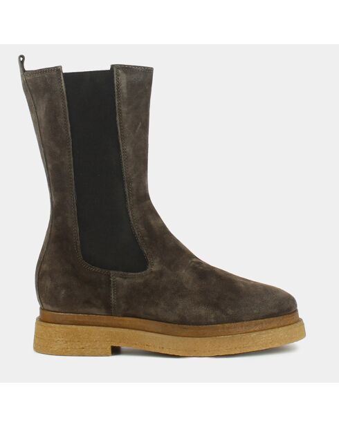 Chelsea boots en Velours de Cuir Caire marron