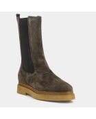 Chelsea boots en Velours de Cuir Caire marron