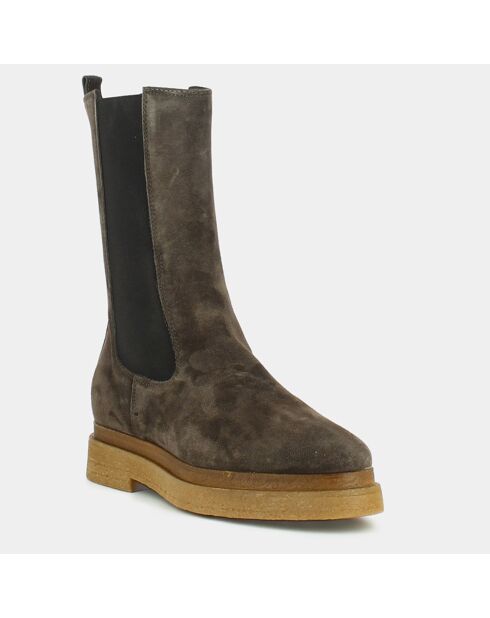 Chelsea boots en Velours de Cuir Caire marron