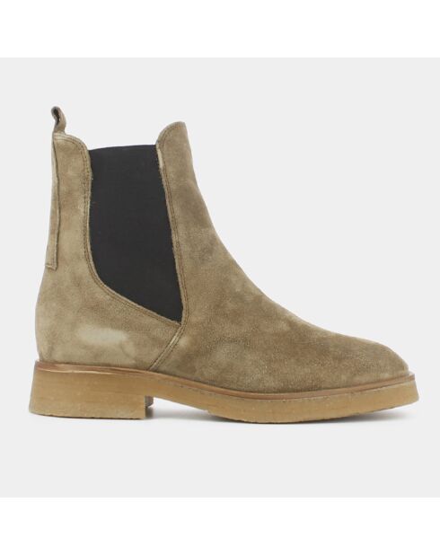 Chelsea boots en Velours de Cuir Clopas taupe