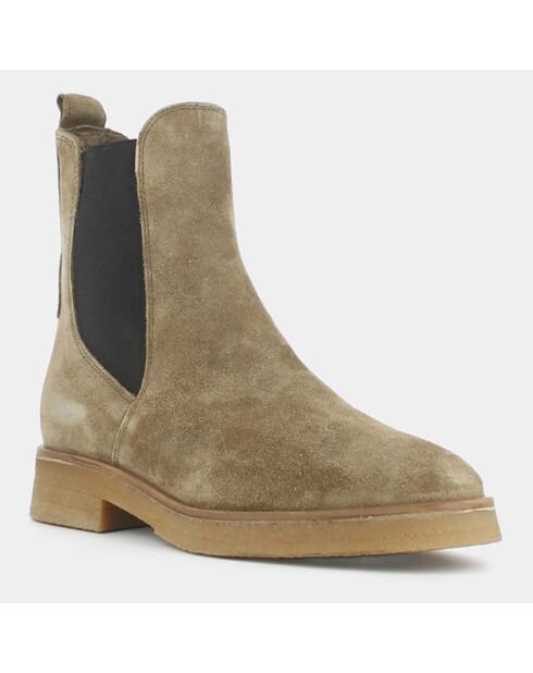 Chelsea boots en Velours de Cuir Clopas taupe