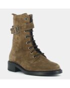 Boots en Velours de Cuir Caleb taupe