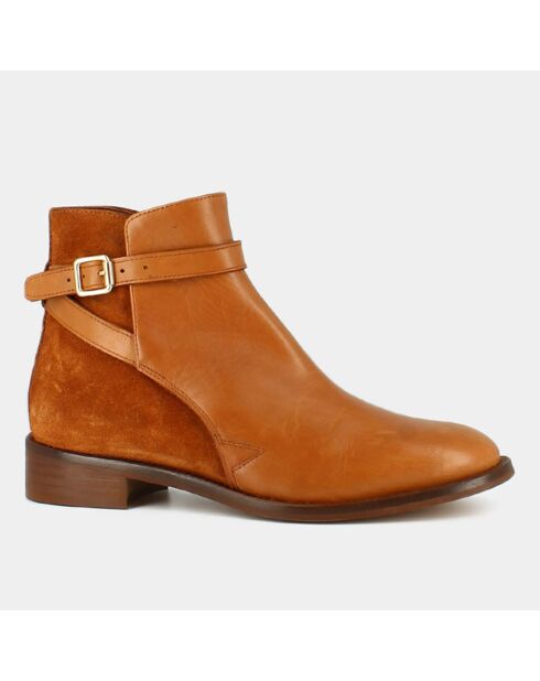Bottines en Cuir et Velorus de Cuir Maston camel