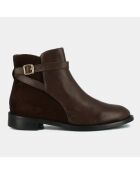 Boots en Cuir et Velorus de Cuir Maston marron