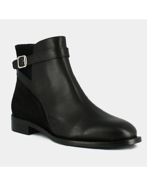 Boots en Cuir et Velorus de Cuir Maston noires