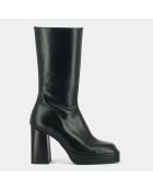 Bottes en Cuir Boulier noires - Talon 8.5 cm