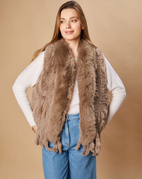 Gilet en Fausse Fourrure Marrakech taupe