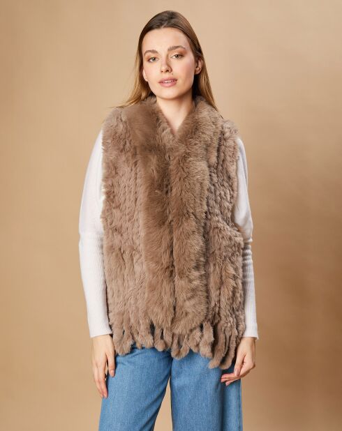 Gilet en Fausse Fourrure Marrakech taupe