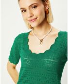 Top/Pull en maille ajourée Amar vert