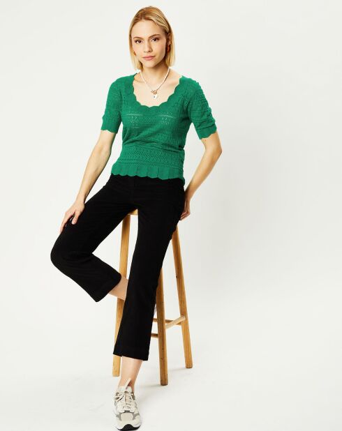 Top/Pull en maille ajourée Amar vert