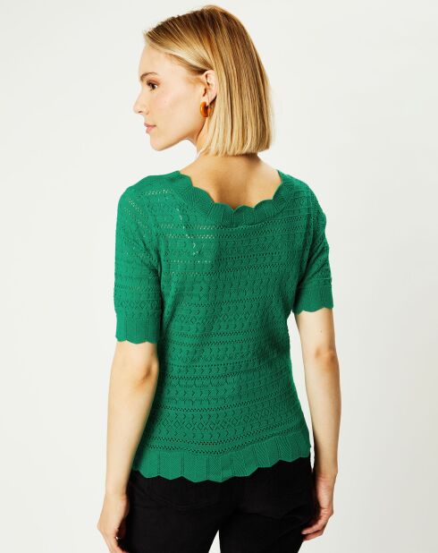 Top/Pull en maille ajourée Amar vert
