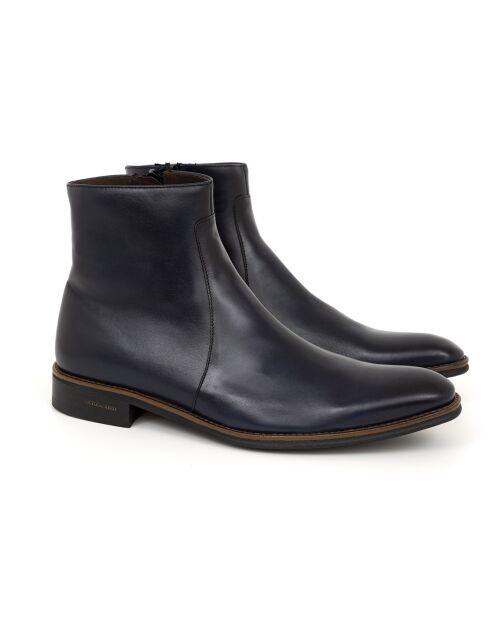 Boots en Cuir Bopiz bleu marine