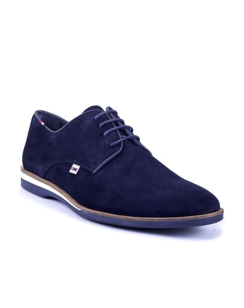 Derbies en Velours de Cuir Suten bleu marine