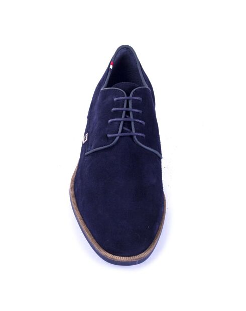 Derbies en Velours de Cuir Suten bleu marine