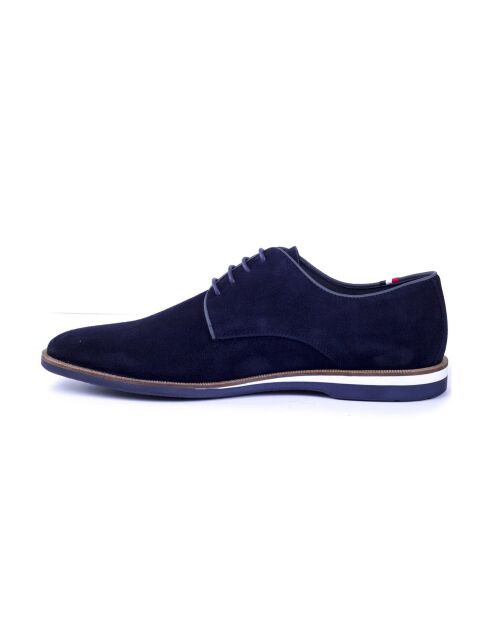 Derbies en Velours de Cuir Suten bleu marine