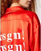 Chemise en satin logo au dos rouge