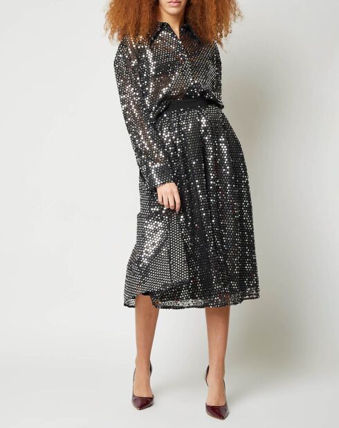 Jupe midi à sequins argentée