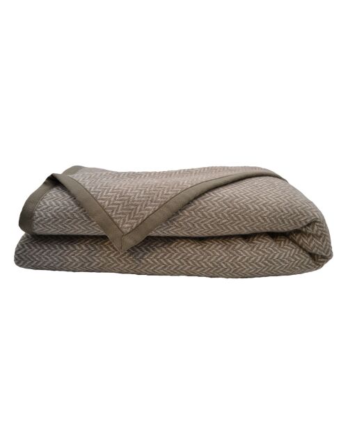 Decke Biella Muscade aus Lammwolle mit Chevronmuster