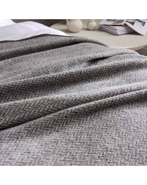Coperta in lana d'agnello con motivo chevron in piombo Biella