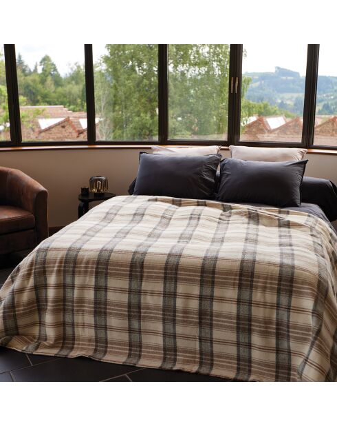 Avoriaz Wollmischdecke mit Karomuster in Taupe