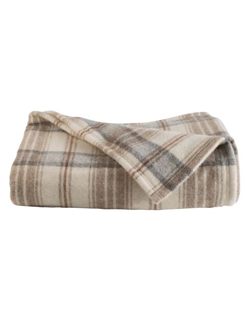 Avoriaz Wollmischdecke mit Karomuster in Taupe