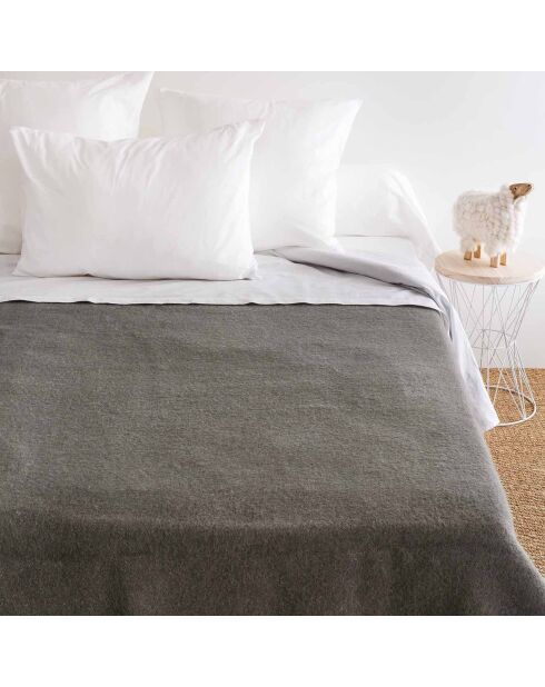 Coperta bifacciale Volta Anthracite Mouse in pura lana