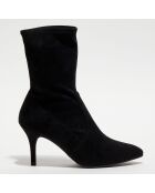 Bottines en Velours de Cuir Cling noires - Talon 8 cm