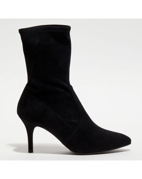 Bottines en Velours de Cuir Cling noires - Talon 8 cm