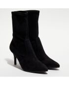 Bottines en Velours de Cuir Cling noires - Talon 8 cm