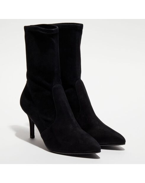 Bottines en Velours de Cuir Cling noires - Talon 8 cm