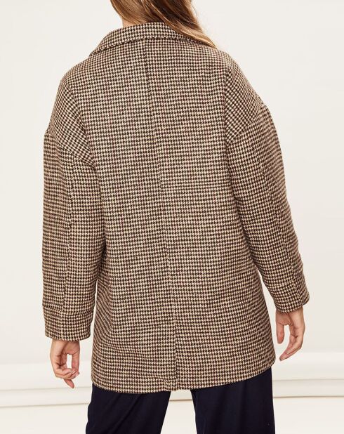 Manteau en Laine mélangée Sophies pied-de-poule marron
