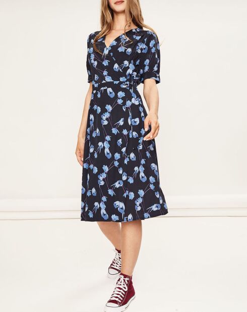 Marineblaues Blumenkleid Soyana
