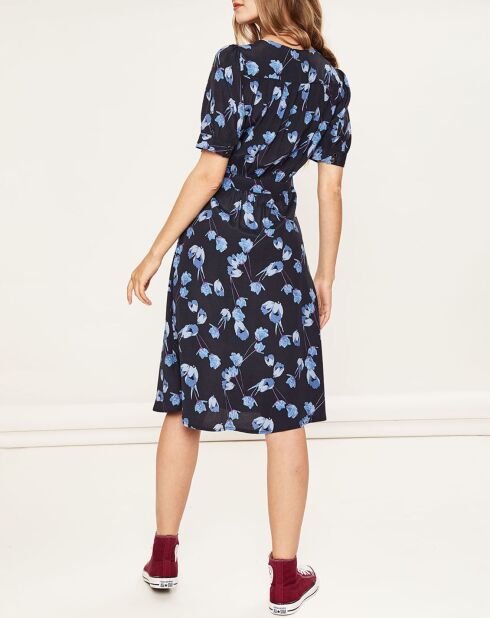 Marineblaues Blumenkleid Soyana