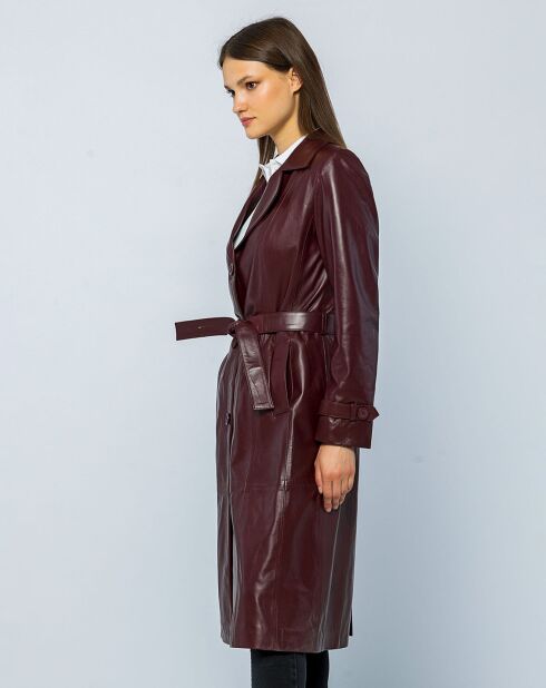Trench en cuir Rose bordeaux foncé