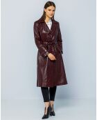 Trench en cuir Rose bordeaux foncé