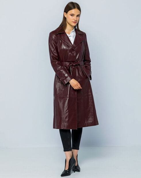 Trench en cuir Rose bordeaux foncé