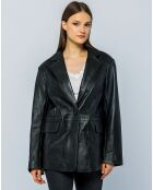 Veste oversize en cuir Livia noire