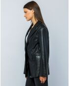 Veste oversize en cuir Livia noire