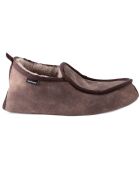 Chaussons en Velours de Cuir Malte intérieur fourré marron