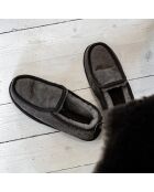 Chaussons en Velours de Cuir Malte intérieur fourré marron