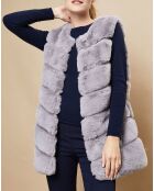 Gilet long en Fausse Fourrure gris