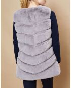 Gilet long en Fausse Fourrure gris