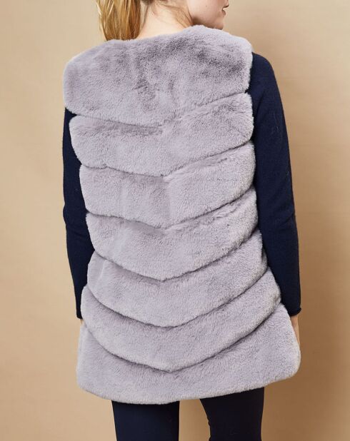 Gilet long en Fausse Fourrure gris