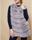 Gilet long en Fausse Fourrure gris