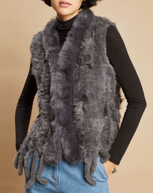 Gilet en Fausse Fourrure Bea gris