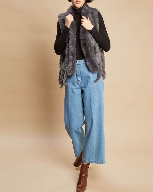 Grijs vest van imitatiebont Bea