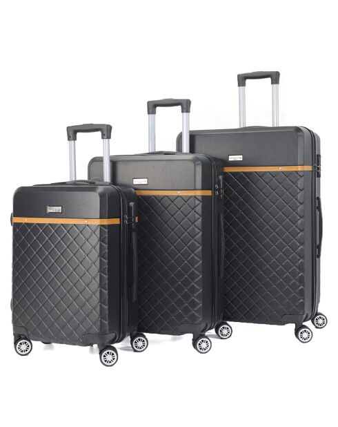 3 Valises 4 roues doubles Odeon 55/65/75 cm noires